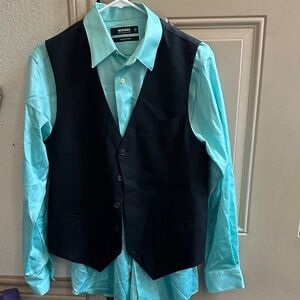 Murano Black Vest with Aqua Shirt